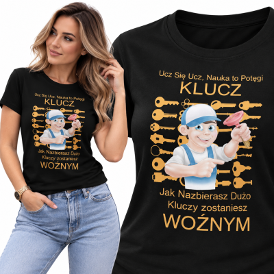 DAMSKA ŚMIESZNA KOSZULKA  UCZ SIĘ UCZ SZKOŁA